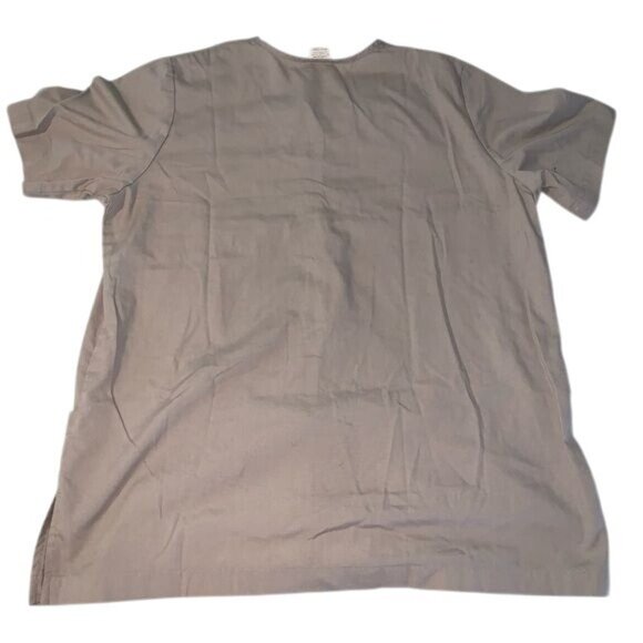 Cherokee Womens Tan Short Sleeve Button-Up Scrub Top L 65% Polyester 35% Cotton - Picture 4 of 5